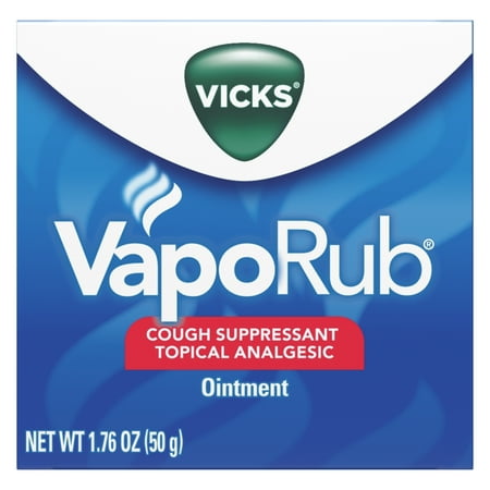 Vicks VapoRub Original Cough Suppressant, Topical Analgesic Ointment, 1.76 oz, Best used for relief from cold symptoms, aches, and pains