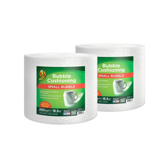 Duck Brand Small Bubble Cushioning Wrap, 12 in x 400 ft, Clear, 286841