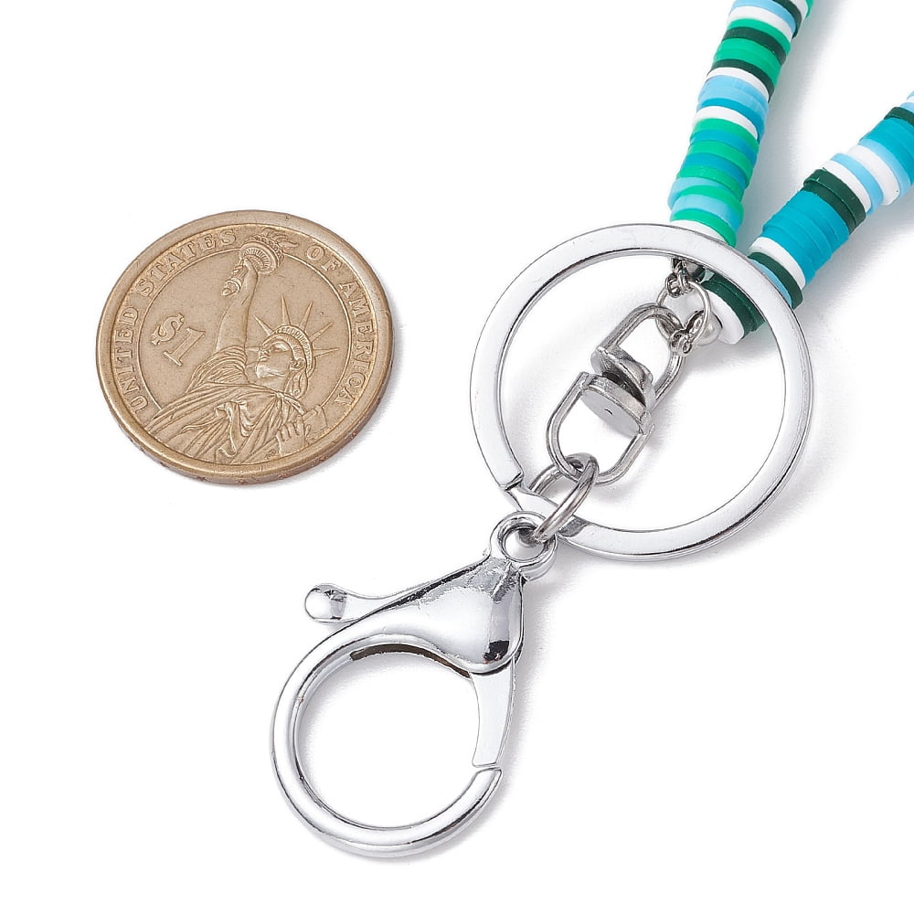 Handmade Polymer Clay ID Card Neck Strap Card Holder Badge Holder Lanyard with Iron Alloy Lobster Claw Clasp Keychain Mixed Color 500x6mm