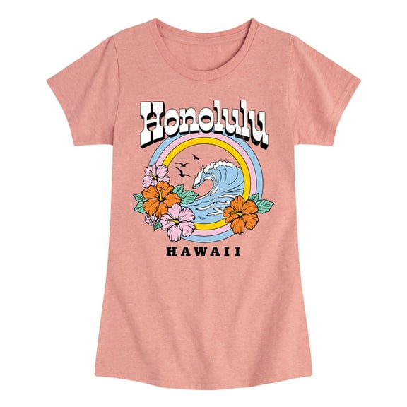 Instant Message - Honolulu Hawaii - Girls Fitted Short Sleeve Graphic T-shirt
