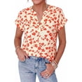 thumbnail image 5 of PRETTYGARDEN Womens Floral Print Short Sleeve Summer Tops Trendy V Neck Loose Boho Shirts Casual Work Blouses, 5 of 10