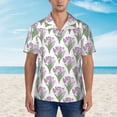 thumbnail image 4 of Balery Tulips Flowers Print Men's Hawaiian Shirts Short Sleeve Beach Shirt Relaxed Fit Vacation Button Down Shirts-Small, 4 of 9
