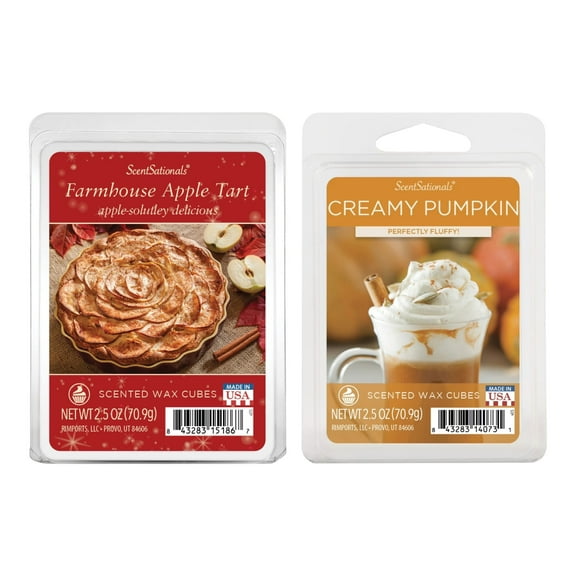 Farmhouse Apple Tart and Creamy Pumpkin Scented Wax Melts, 2 Pack, 2.5 oz Each