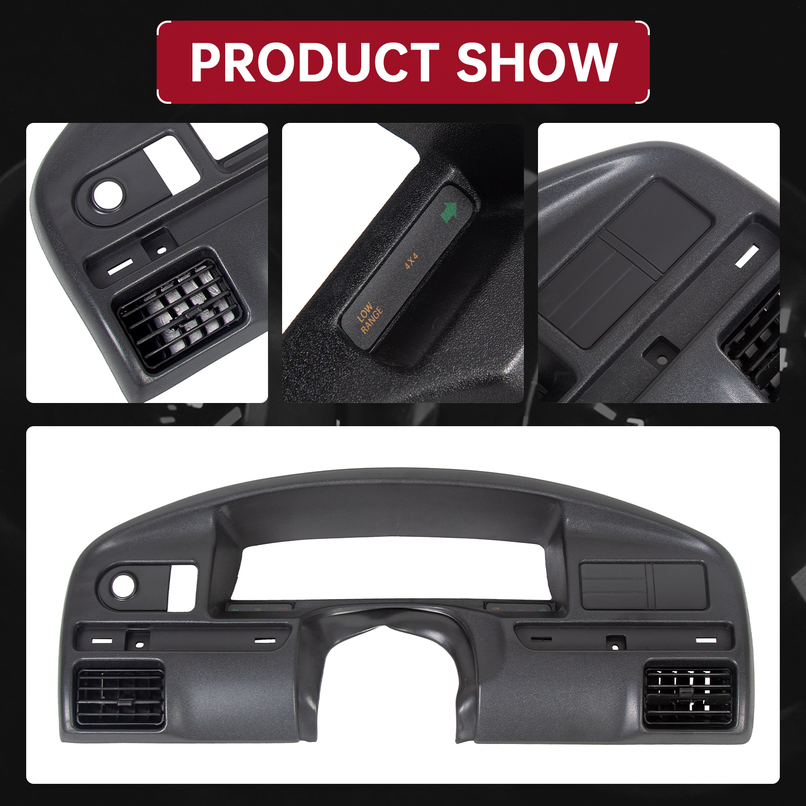 Kojem Instrument Dashboard Cover Fit for 1992-1997 Ford Bronco F150 F250 F350 Cluster Dash Panel Bezel Mat Cover Trim Replacement for F2TZ15044D70A