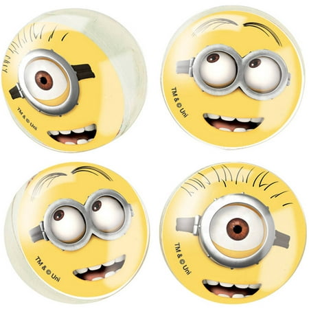 Rubber Despicable Me Minions Bouncy Ball Party Favors, 4ct