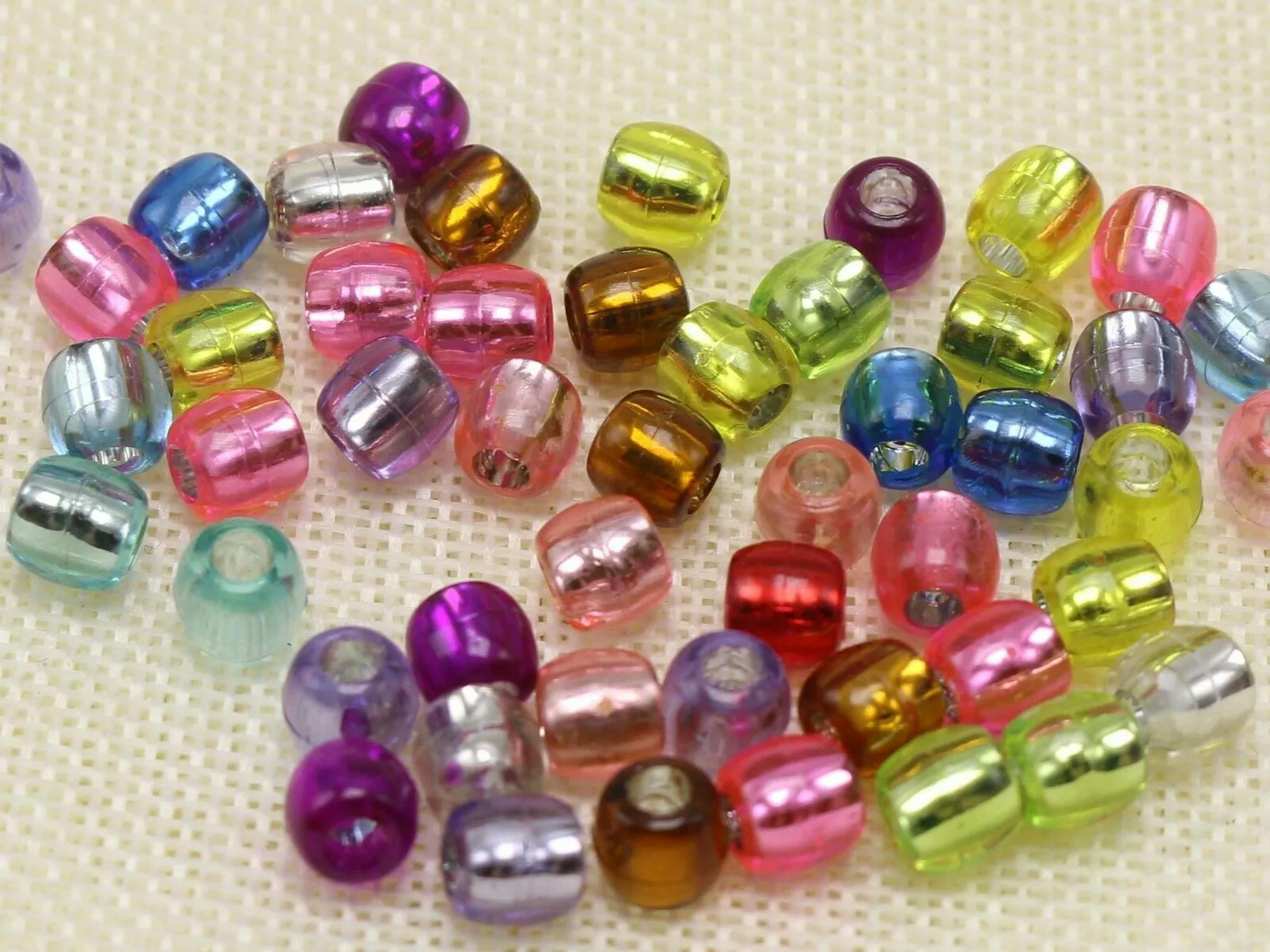 EOEMY 1000 Mixed Color Silver Foil Pony Barrel Beads 8X6mm Kandi Bracelet Wholesales
