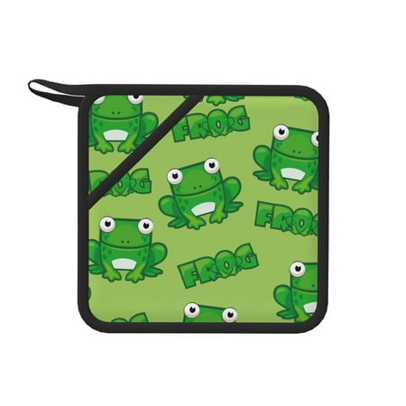 

1 Pc Silicone Anti-Hot Hot Pads Oven Mitts Heat Resistant Pot Holders With Pockets Non Slip Oven Glove Potholder For Kitchen Cooking Bbq Baking 7.1in Cute Cartoon Square Frog