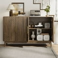thumbnail image 5 of 55" Walnut Sideboard Buffet Cabinet with Storage, Wood+Plastic Carved 4-Door Accent Furniture with Adjustable Shelves for Multiple Rooms, 5 of 7