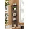 Kings Brand Furniture Wood Wall Corner 5 Tier Bookshelf Display Stand, Grey