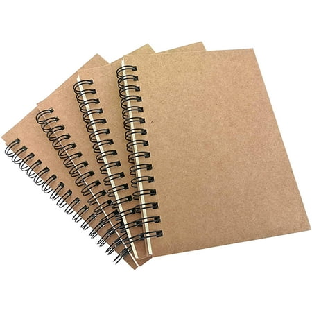 Journal de cahier à spirale, carnet de croquis à reliure spirale, bloc-notes,  planificateur de mémo, (4 pièces, pages lignées)