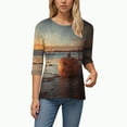 thumbnail image 6 of Towmus Womens Fall Shirts Halloween V Neck 3/4 Length Sleeve Pumpkin T-Shirts Thanksgiving Graphic Tee Tops, 6 of 6