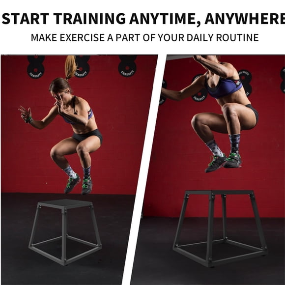 EastVita 12 inch Steel Plyometric Jump Box, Anti-Slip Rubber Top, Black