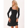 thumbnail image 2 of Vestido Acampanado Elegante De Cintura Alta Con Cuentas Y Cuello Redondo Para Mujer Negro M, 2 of 6