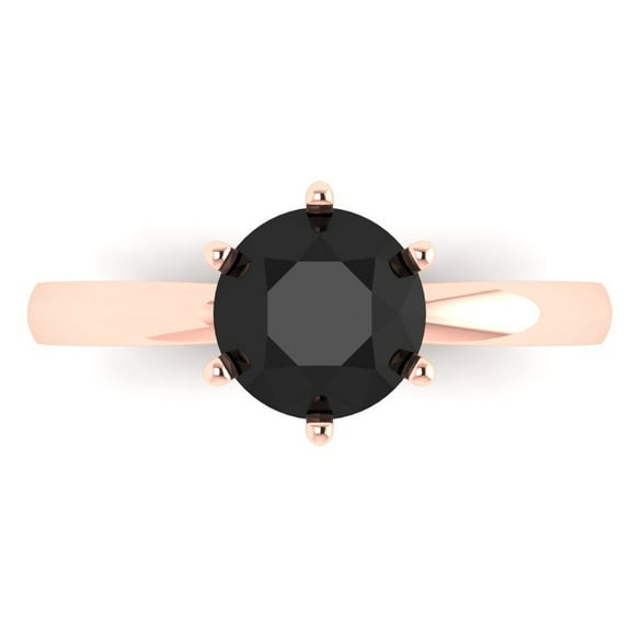 Solitaire Engagement Ring for Women - 1.5ct Natural Onyx in 18K Rose Gold Promise Ring