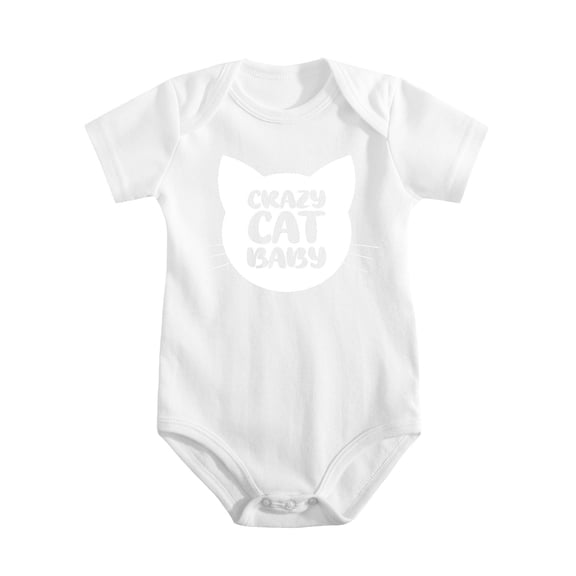 Crazy Cat Baby Bodysuit Infant Cotton Romper Newborn Boy Girl White-style 3-6M