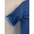 thumbnail image 2 of sicmoss Women's Blue Denim Jean Dress Short Sleeve Button Down Shirt Style Midi Summer Casual, 2 of 7