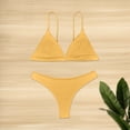 thumbnail image 4 of Womens 2 Piece Swimsuits Solid Color Spaghetti Strap Backless Separate Bikini Yellow Bathing Suit for Women L, 4 of 4