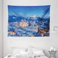 thumbnail image 1 of Winter Tapestry, View of the Historic City of Salzburg with Festung Hohensalzburg in Winter Austria, Wall Hanging for Bedroom Living Room Dorm Decor, 80W X 60L Inches, Blue Peach, by Ambesonne, 1 of 2