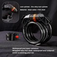 thumbnail image 4 of Candado antirrobo para bicicleta, candado antirrobo para bicicleta, cable largo de 110 cm x 11 mm, antirrobo con código inteligente de 5 dígitos, antirrobo para bicicleta, nivel de seguridad alto, 4 of 5