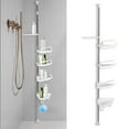 thumbnail image 3 of Corner Shower Caddy Tension Pole- 4-Tier Adjustable Metal Bathroom Shower Rrganizer- 3.5-10FT,White, 3 of 12