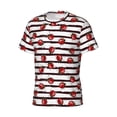 thumbnail image 5 of Qekee Ladybugs on Black and White Striped1 Classic Fit T-Shirt Men's Shirt Men's Tight Short Sleeves for Exercise, Running, Mountaineering - Ladybugs on Black and White Striped1, 5 of 9