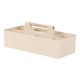 thumbnail image 2 of Caja de almacenamiento de sobremesa | Organizador rectangular de plástico con múltiples compartimentos | Portátil con mango de madera | Beige Blanco Gris | 32x15x8 cm | Contenedor de almacenamiento, 2 of 6