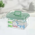 thumbnail image 2 of Medicine Storage Container with Handle, Portable First Aid Box Organizer, Clear Plastic Storage Case with Removable Grid Divider, Mint Green Lid, Home Medical Supply Organizer, 2 of 5