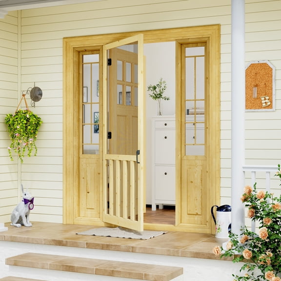 60" x 80" Primed Slab Door 5-Paneled Solid Core Wood Standard Door Without Hardware Kit