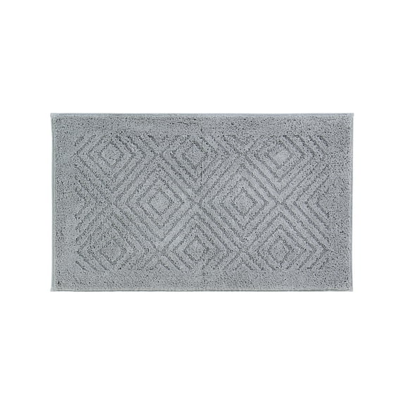 Better Trends 20" x 30" Bathroom Rug 100% Cotton, Extra Soft Tufted Reversible Bath Mat, Water-Absorbent, Machine Washable (Silver) Trier Collection