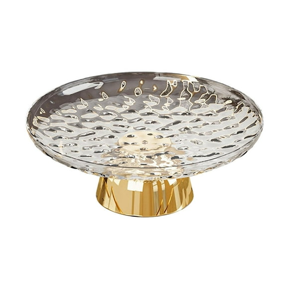 Frutero decorativo con pedestal, bandeja portátil multiusos para refrigerios y dulces. Blanco y dorado