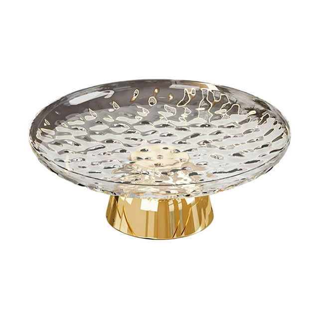 Frutero decorativo con pedestal, bandeja portátil multiusos para refrigerios y dulces. Blanco y dorado