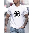 thumbnail image 1 of Men's Casual Round-Neck T-Shirt with Star Pattern - Breathable Polyester, Short Sleeve, Perfect for All Seasons, 1 of 5