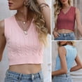 thumbnail image 3 of Chaleco de punto Las mujeres de punto Crop Top sin mangas acanalado con cuello en V Pullover Chaleco Sexy Bodycon Cami Tank Tops 1 1, 3 of 5