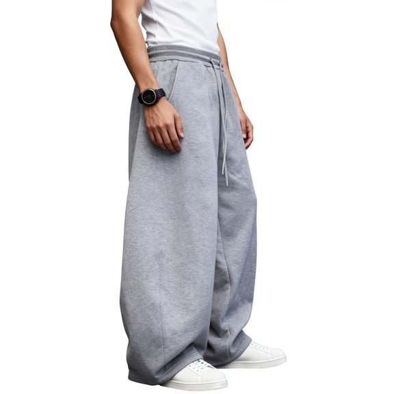 Loose Fitness Autumn Sweatpants Men's Jogging Sports Pants Fashion Men's Clothing Wide Leg Cotton Track Pants Casual Long Trousers Big Size Fitness Running Training Trousers
