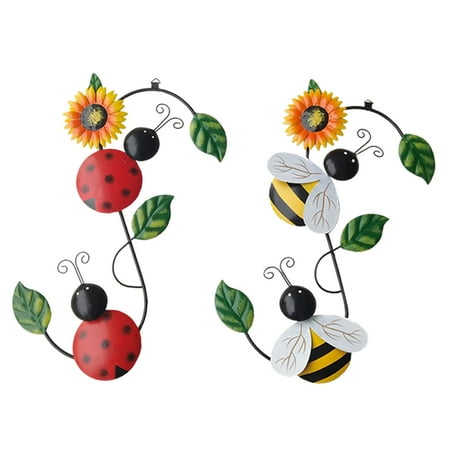 

Veki Ladybird 2PC Garden Metal & Outdoor Ornament Bee WallArt Home Decor Chandelier Crystals Lamp