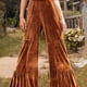 thumbnail image 4 of Pantalones casuales de moda y tendencia para mujer con terciopelo y volantes, pantalones de pierna ancha, pantalones para dama., 4 of 7