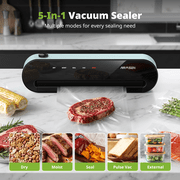 AIRMSEN Fully Automatic Vacuum Sealer Machine, 5-In-1 Food Sealer with External Accessory, Cutter, Pulse Vac, Manual Stop, Includes 1 Roll + 5 Vacuum Bags