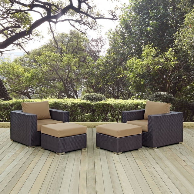 Modway Convene Sectionnel de Mobilier de Patio Extérieur 4 Pcs, Espresso
