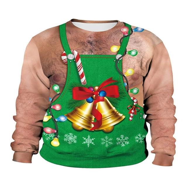 Ugly Noël Chandail en Molleton Hommes Femmes Col Rond Chandail en Molleton