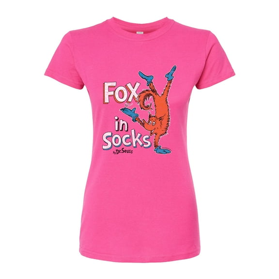 Dr. Seuss - Fox In Sox Cover - Juniors Fitted Graphic T-Shirt