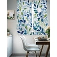thumbnail image 4 of Navy Blue Leaves Sheer Curtains 63 Inch Length 2 Panels Set, Green Summer Botanical Voile Window Treatment Rod Pocket Curtains Sheers Drapes for Bedroom/Living Room/Kitchen 52x"63"x2, 4 of 7