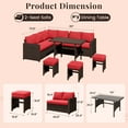 thumbnail image 2 of AECOJOY Ensemble de Mobilier de Jardin 7 Pcs en Rotin PE, Comprenant un Canapé d'Angle, une Table et un Mobilier de Jardin Rouge., 2 of 7