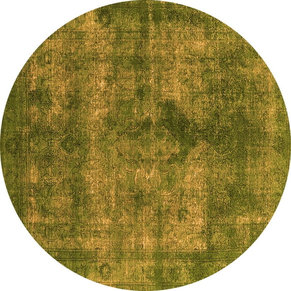 Ahgly Company Indoor Round Oriental Orange Industrial Area Rugs, 8' Round