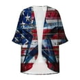 thumbnail image 4 of FAVIPT 4th of July Outfits for Women Cardigan 3/4 Puff Sleeve Chiffon Kimono American Flag Printed Cover Up Blouses Lightweight Casual Summer Tops Multicolor,XXL, 4 of 5