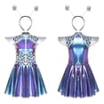 thumbnail image 2 of Aislor Women's Alien Astronaut Shiny Metallic A-line Dress with Headband Halloween Cosplay Blue 3XL, 2 of 7