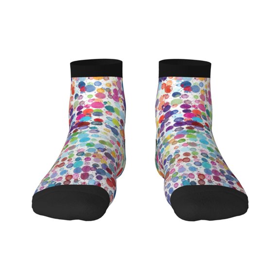 Pofeuu Colorful Watercolor Dots Print 30cm Socks, Adult Running Hiking Socks for Youth and Adult
