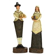 Set of 2 Harvest Collection Thanksgiving Pilgrim Figures 12"