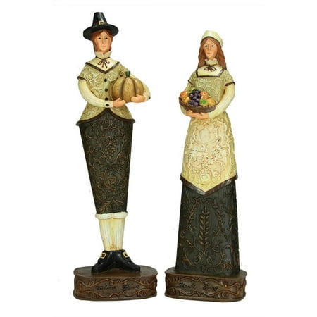Set of 2 Harvest Collection Thanksgiving Pilgrim Figures 12"