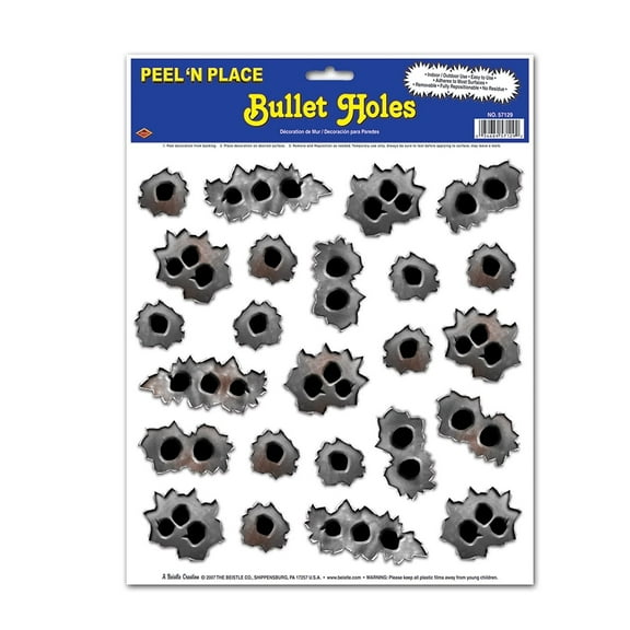 Beistle 12" x 15" Bullet Holes Peel 'N Place Sticker 120/Pack 57129