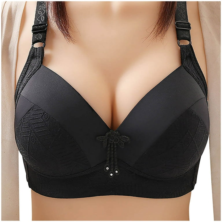 Bigersell Soft Bra Women Side Retraction No Underwire Underwear Strap Type  Thin Moulded Cup Breathable Bra Big & Tall Size Sports Bra for Female,  Style 10603, Black 40B 